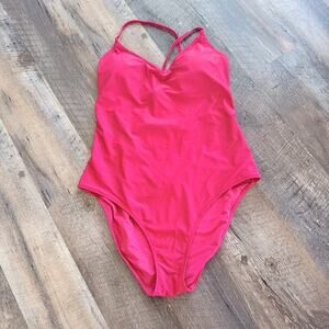 Aerie Red Lace-Up Back One-Piece Swimsuit XL Removable Cups